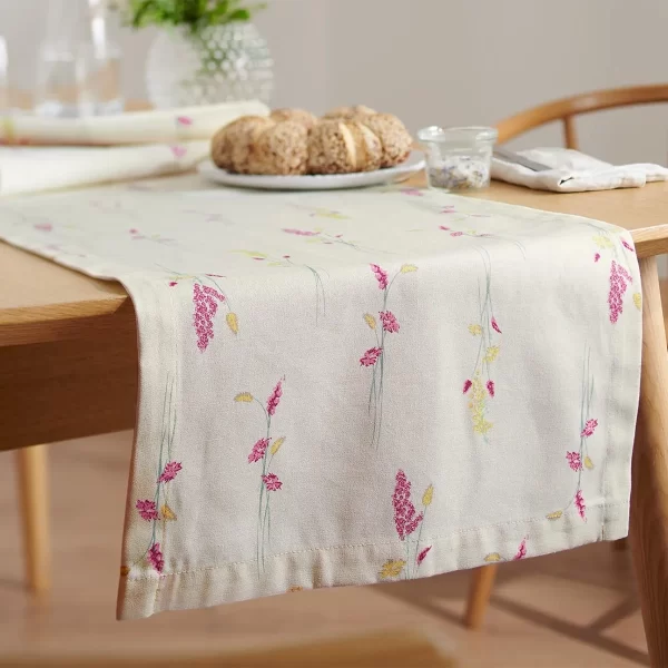 رانر کتان طرح گل لوندر چیبو