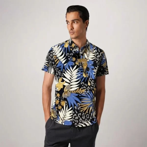 پیراهن آستین کوتاه هاوایی مردانه کانی راش