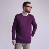 پلیور بافت یقه گرد بنفش آلویی کانی راش