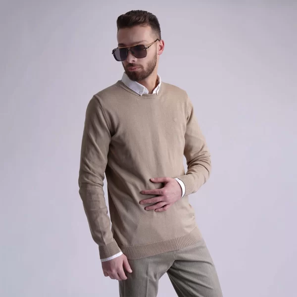 پلیور بافت قهوه ای مردانه کانی راش