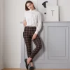شلوار قهوه‌ ای چهارخانه زنانه چیبو