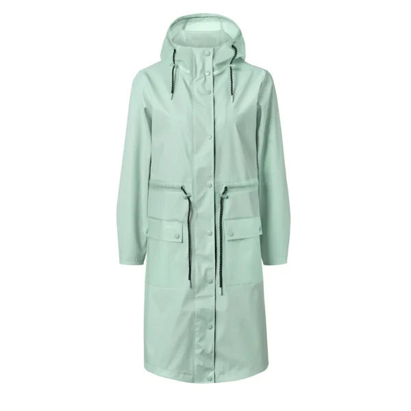 بارانی کلاه دار سبز نعنایی زنانه چیبو