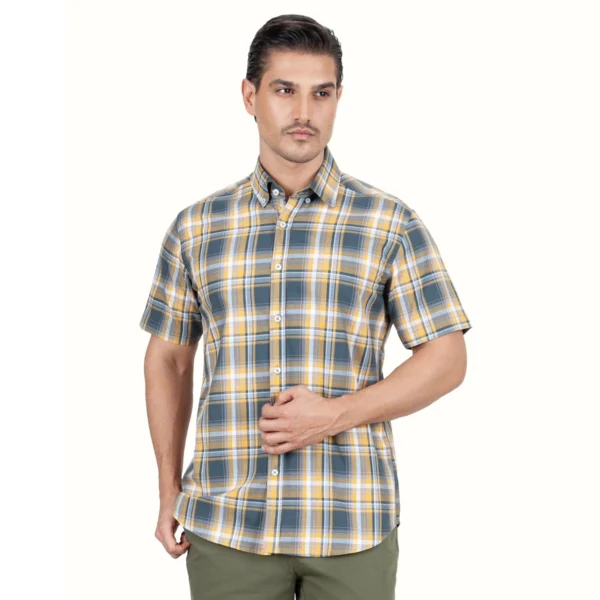 پیراهن چهارخانه زرد آفتابگردانی کانی راش