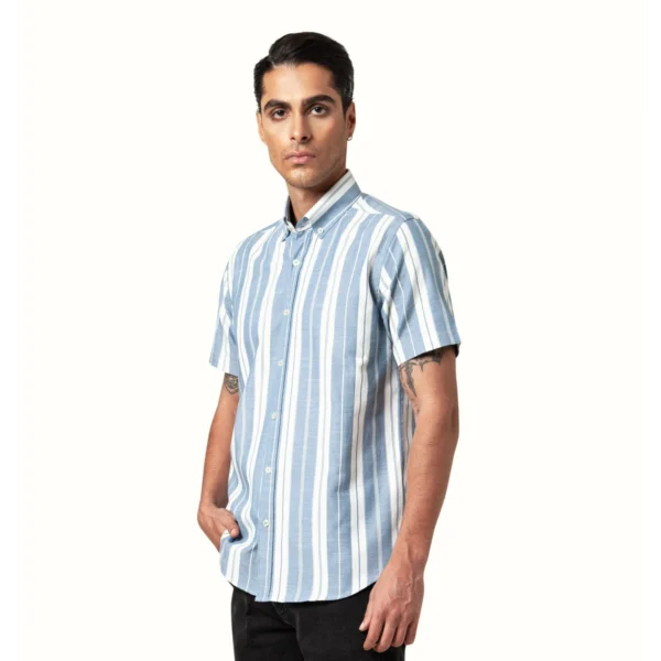 پیراهن راه راه آبی یاقوتی کانی راش