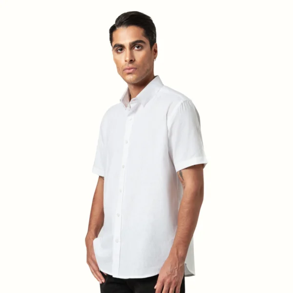 پیراهن سفید آستین کوتاه کانی راش