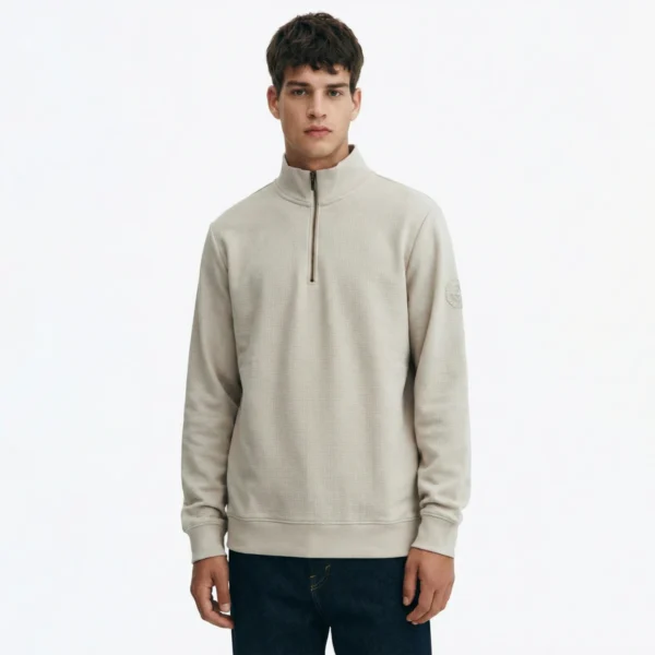 سویشرت نیم زیپ کرم کانی راش