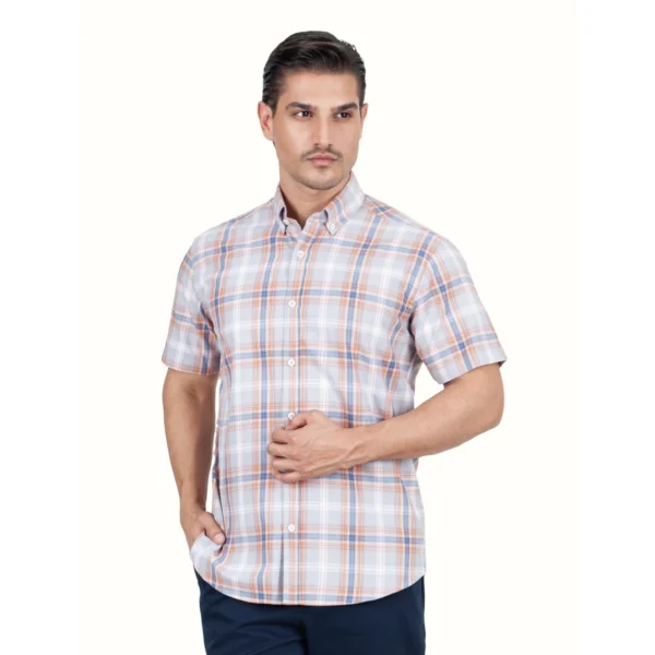 پیراهن چهارخانه نارنجی باطراوت کانی راش