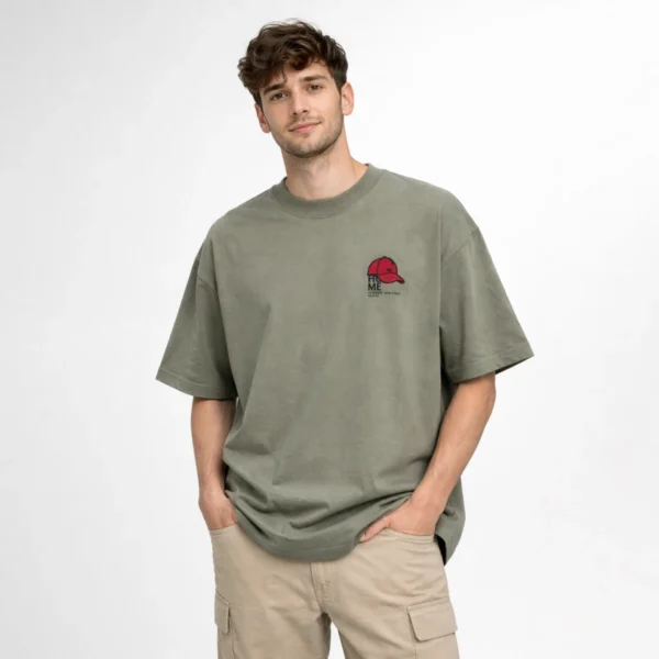 تیشرت طرح کلاه لانگ سبز کانی راش