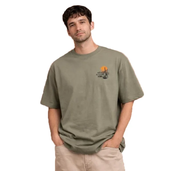 تیشرت لانگ سبز با طرح چاپی کانی راش