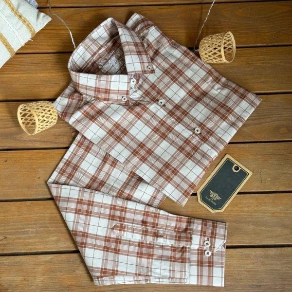 پیراهن چهارخونه آجری کانی راش