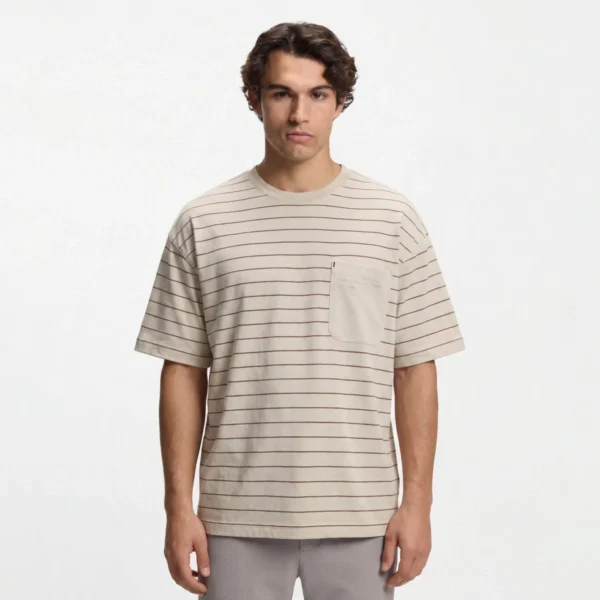 تیشرت لانگ کرم راه راه کانی راش